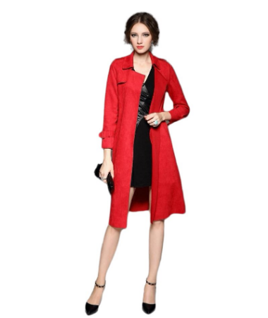 Autumn Winter Woman Clothes 2019 Casual Trench Coat Suede Leather Adjustable Waist Long Coat casaco feminino